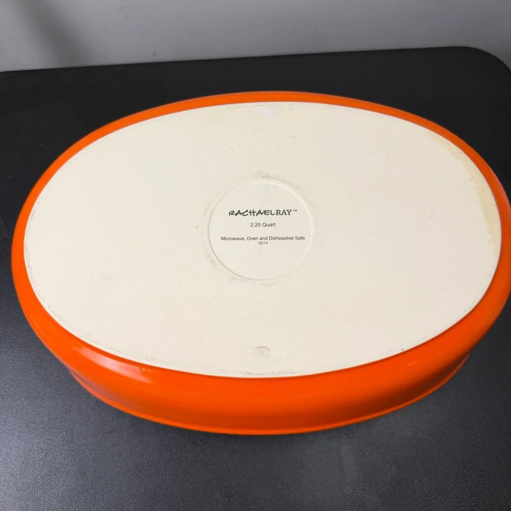 Rachael Ray Casserole Dish Unisex 2.25 Qt Orange Modern Stoneware Oval Baker